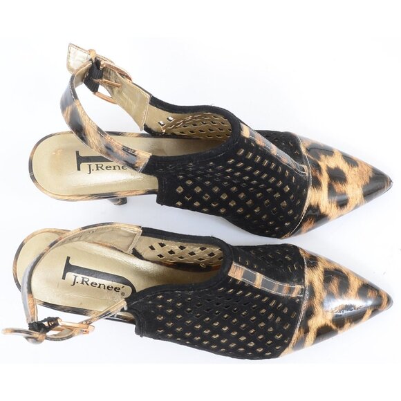 J. Renee Damiona-jj Women's 8 Animal Print Mesh Cap-Toe Slingback Pointed Heels - Picture 3 of 10